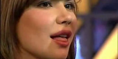 Hot spicy girlie kissing on TV show