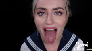 Emily Belle is a true sperm maniac and swallows everything!